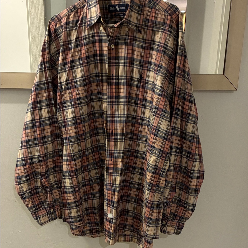 Ralph Lauren Men's Casual Plaid Shirt - Red, Blue, Tan